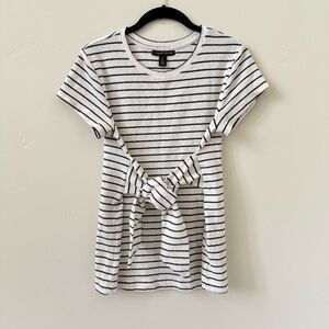 A Pea in the Pod Black and White Striped Tie-Front Maternity Top